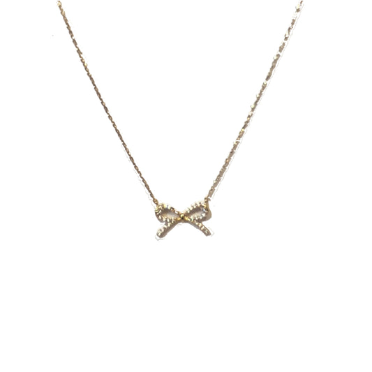 Crystal Bow Necklace in Gold