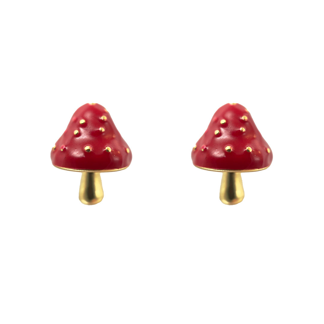 Enamel Mushroom Stud Earring