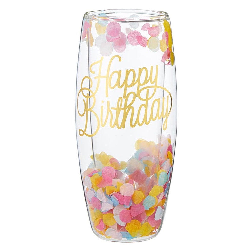Happy Bday Confetti Glass