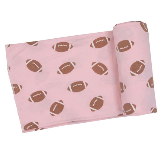 Pink Football Swaddle Blanket