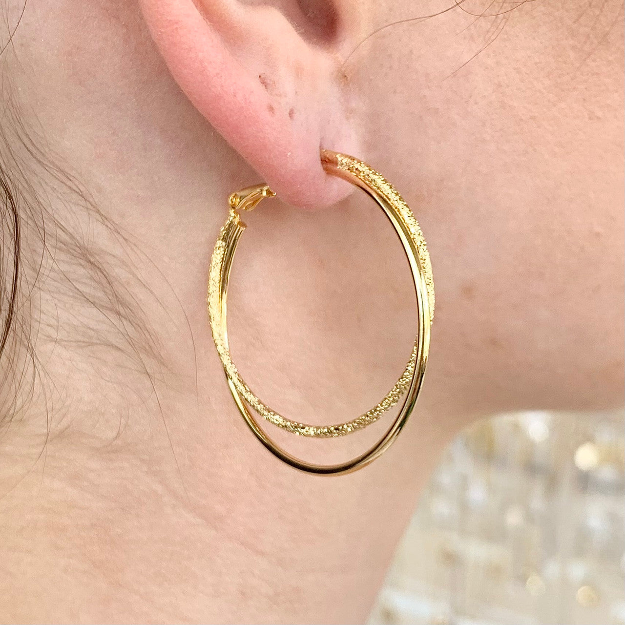Double Shimmer Hoop Gold