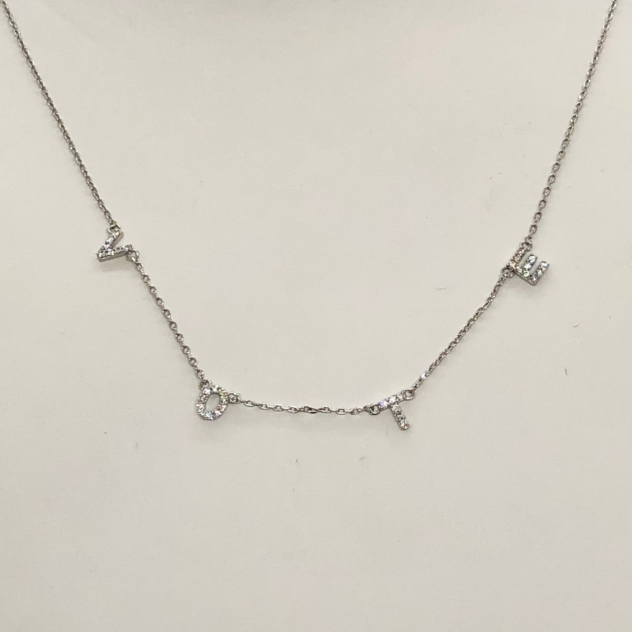 Silver Vote Crystal Necklace