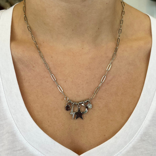 Silver Chainlink Charm Necklace