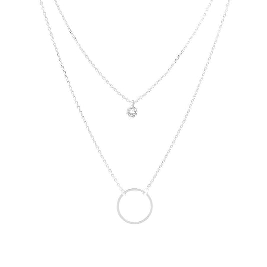 Crystal Hoop Necklace Silver