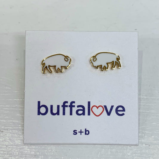 Enamel Buffalo Stud White