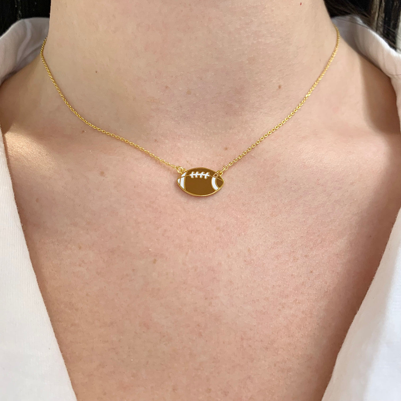 Enamel Football Necklace