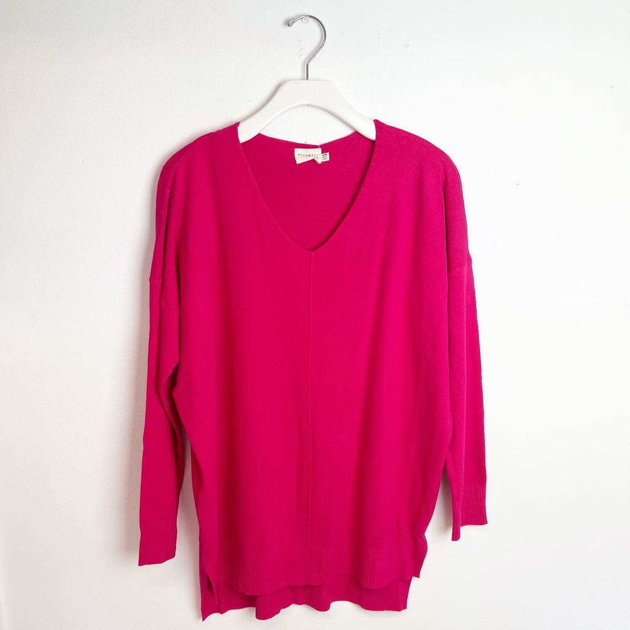 V-Neck Sweater Fuchsia