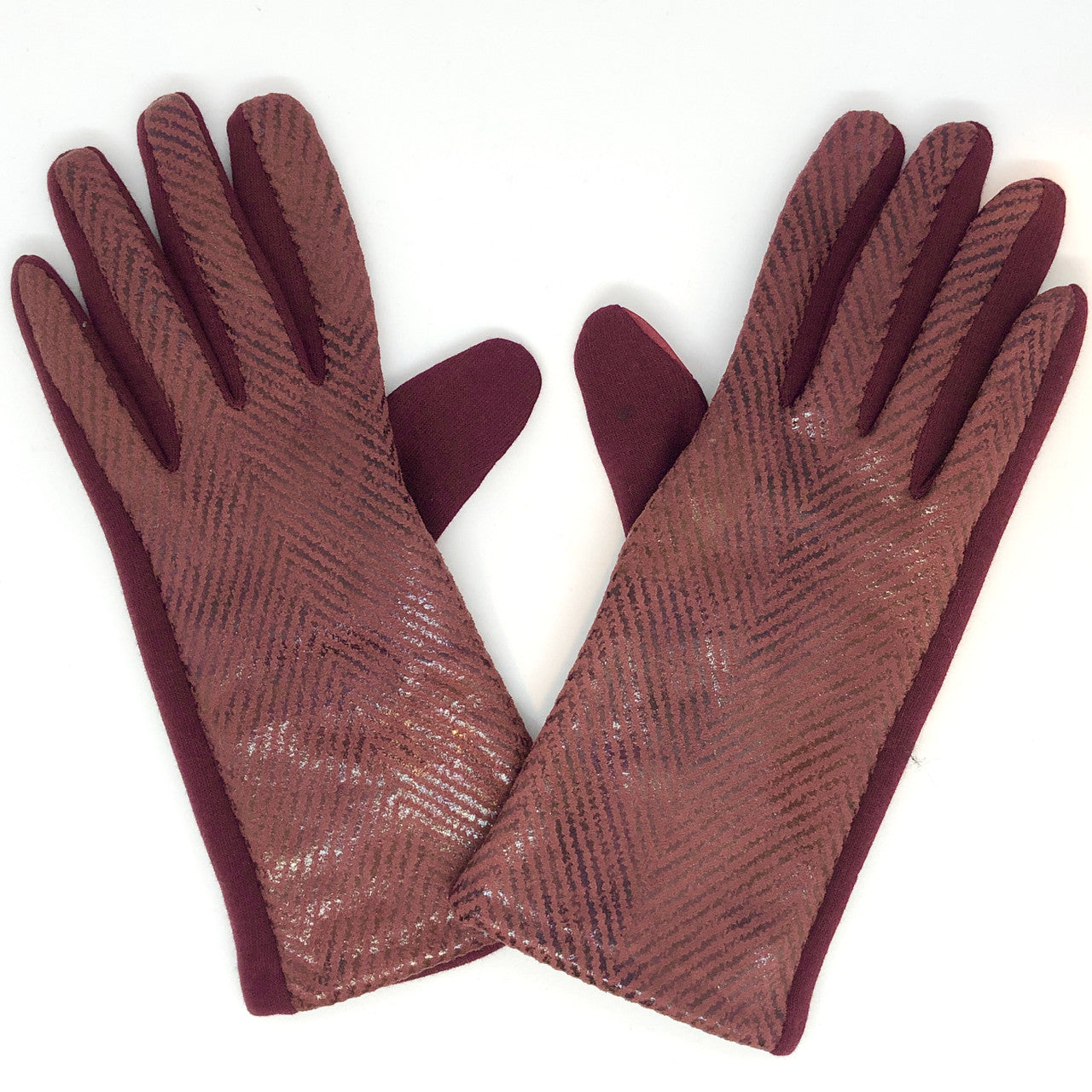 Textured Stripe Glove Burgundy