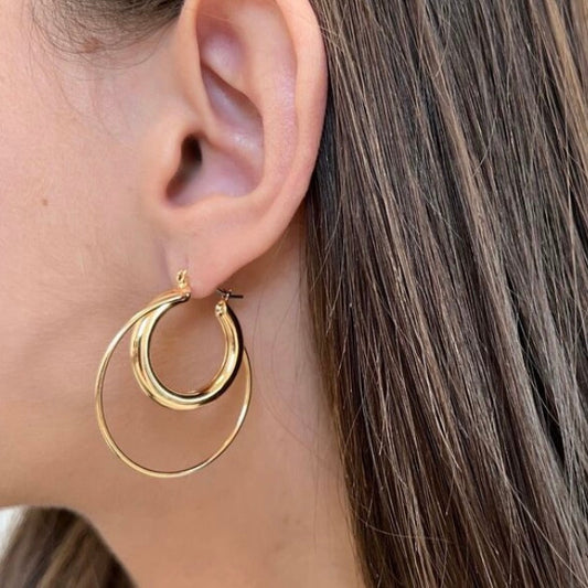 Gold Double Hoop Earring