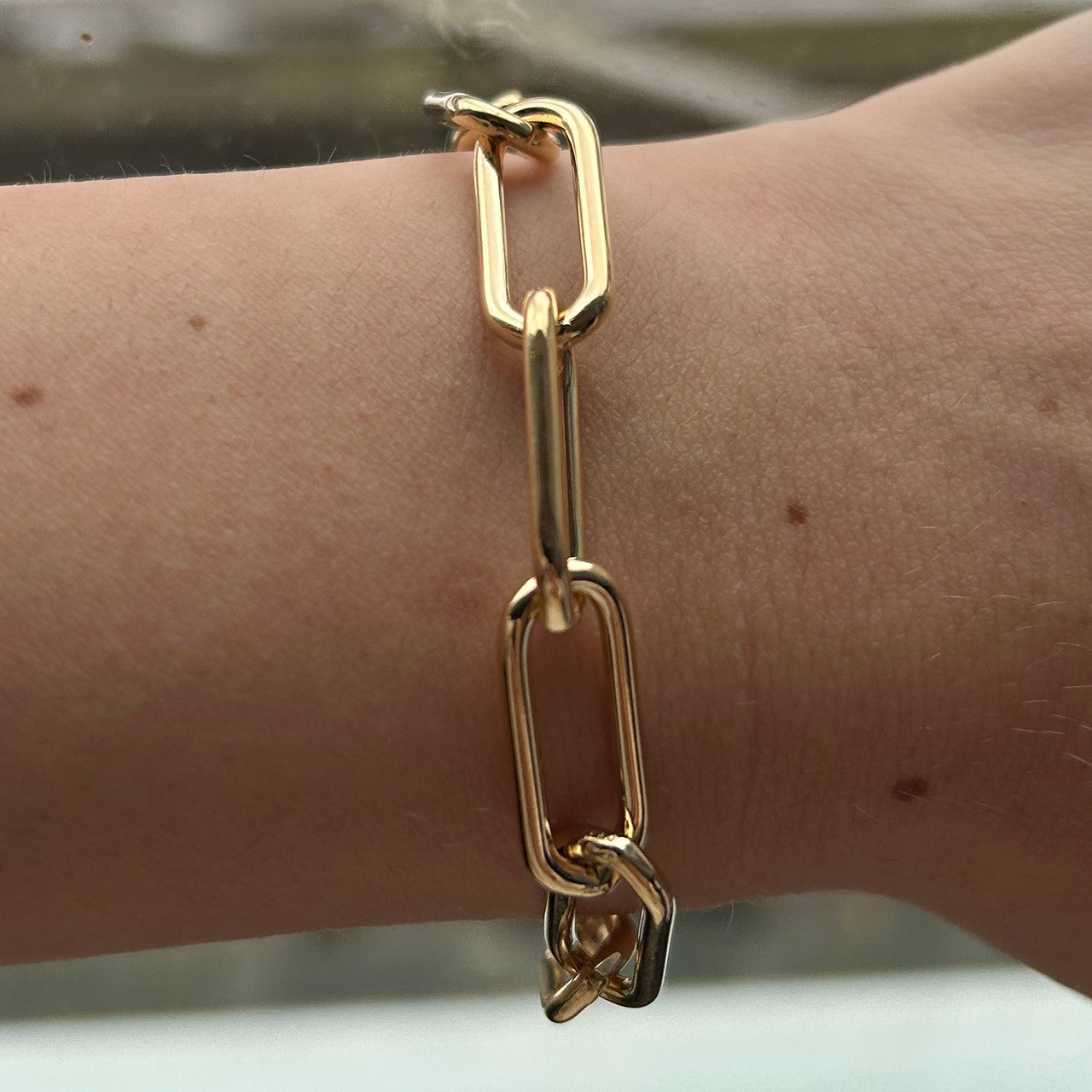 Gold Chain Link Toggle Bracelet