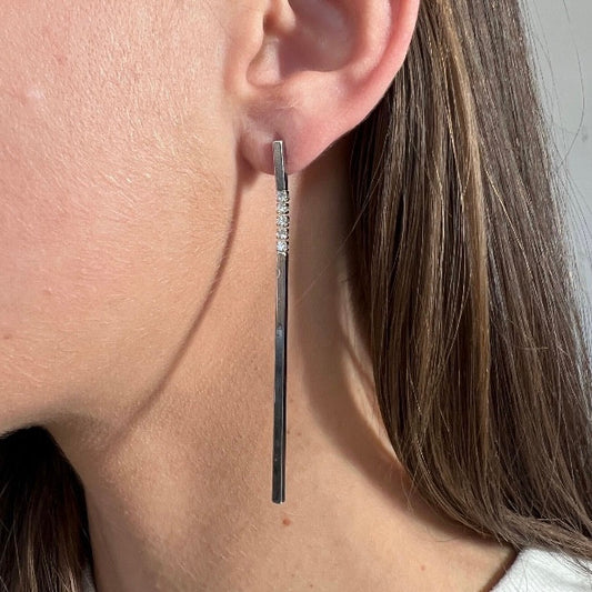 Silver Crystal Drop Earring