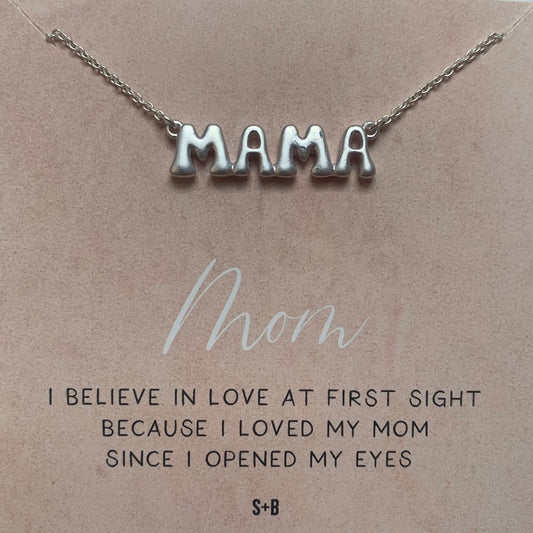 Silver Mama Puf Necklace