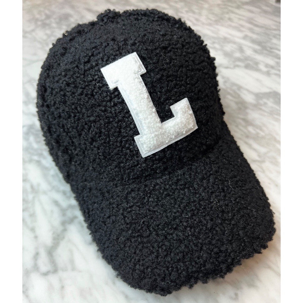 Black Sherpa Initial Hat L