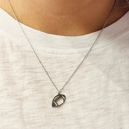 Silver Football Necklace