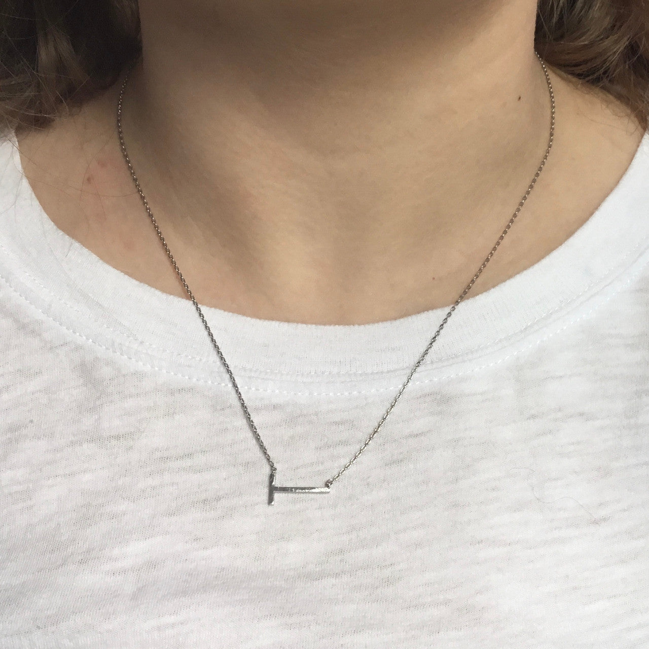 Initial T Necklace Silver