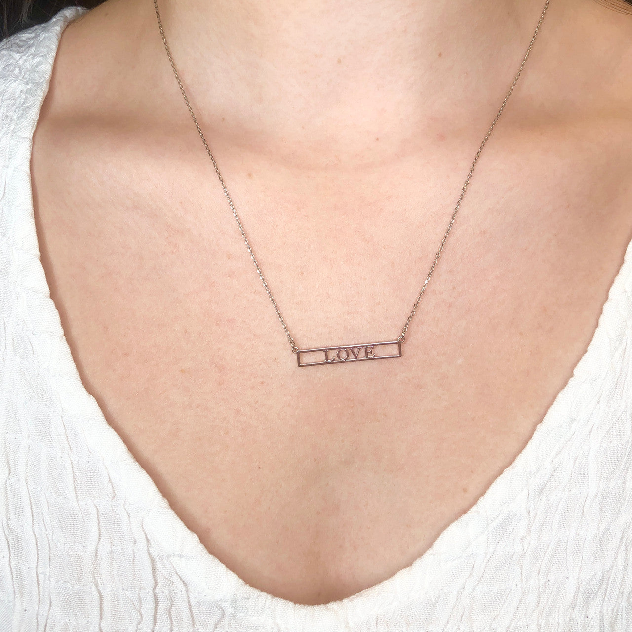 Love Cut Out Necklace Silver