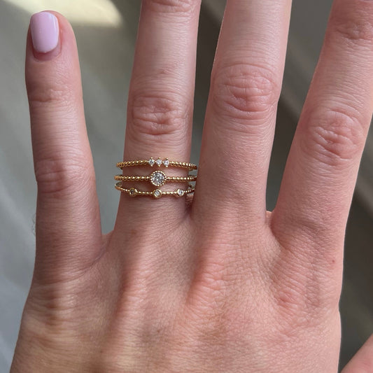 3 Line Textured Ring Gold