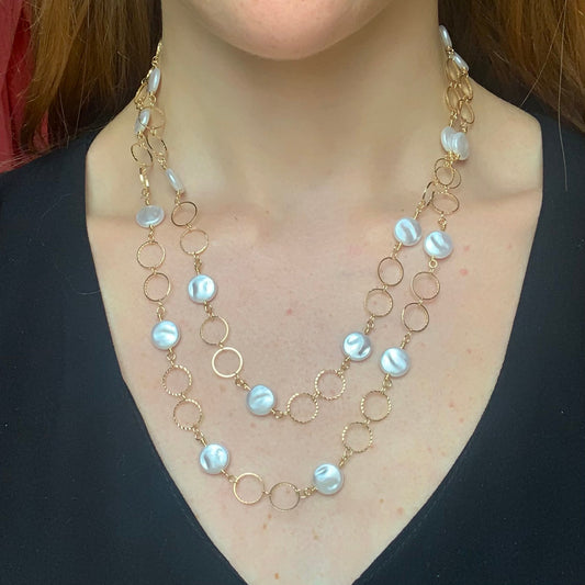 2 Layer Pearl+Chain Necklace