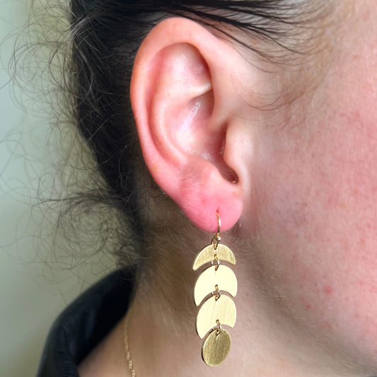 Moon Phase Drop Earring Gold