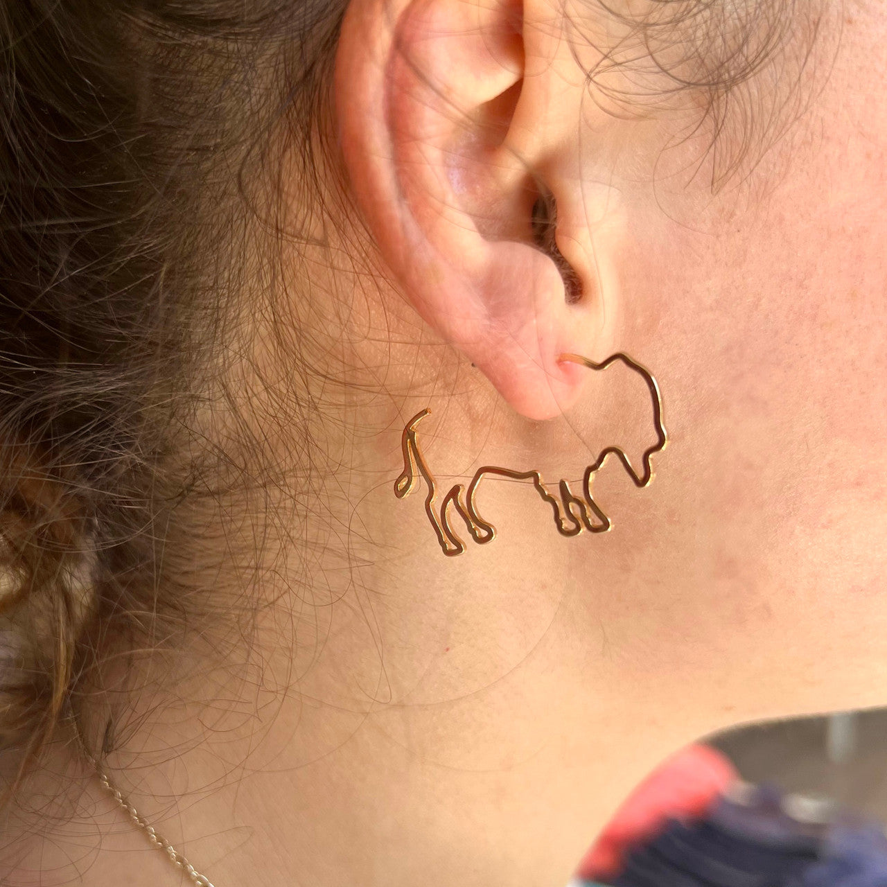 Standing Buffalo Hoop Earring