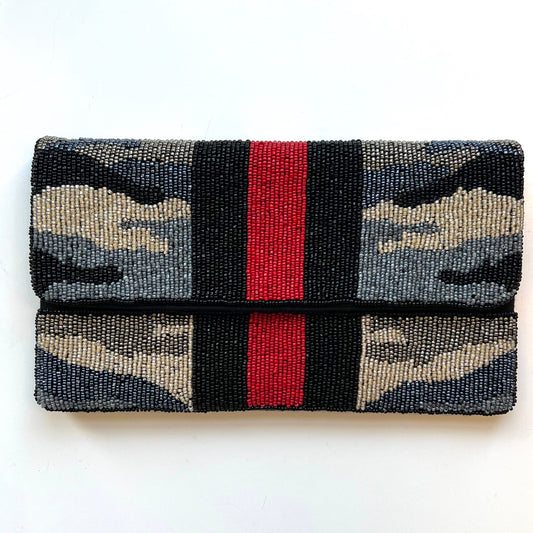 Navy Camo Stripe Clutch