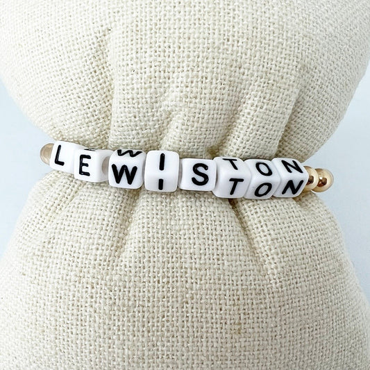 Lewiston Letter Bead Bracelet