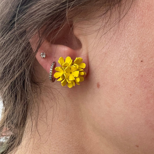 Yellow Flower Cluster Earring