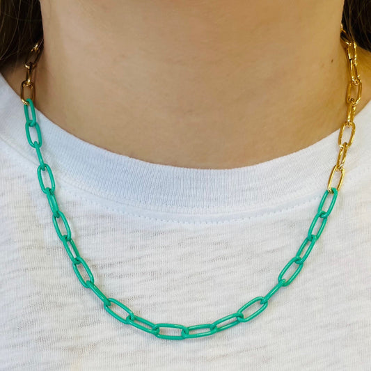 Mint Color Link Necklace