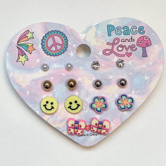 Kids Heart / Smiley Stud Set