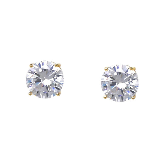 8mm Round Crystal Stud Gold