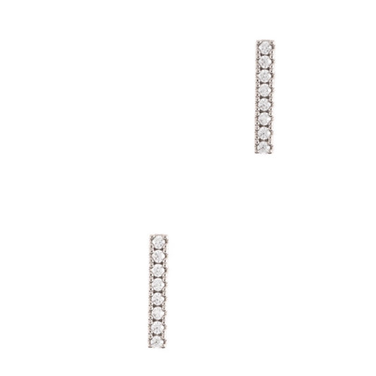 Crystal Stud Bar Earring Silver