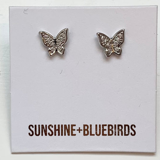 Crystal Butterfly Stud Silver