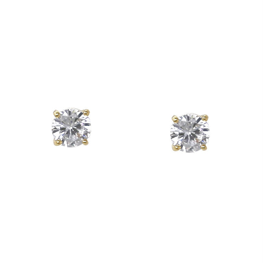 4mm Round Crystal Stud Gold