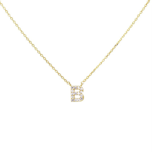 Crystal B Necklace Gold