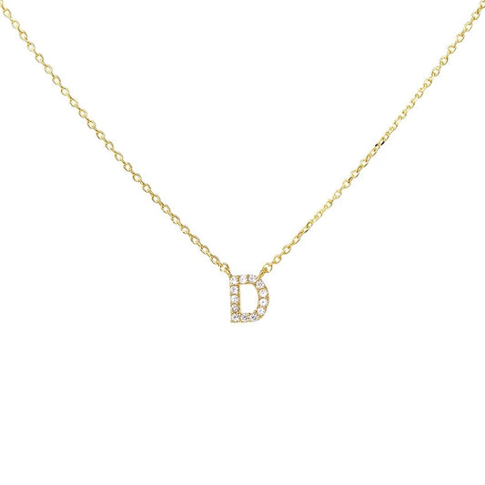 Crystal D Necklace Gold