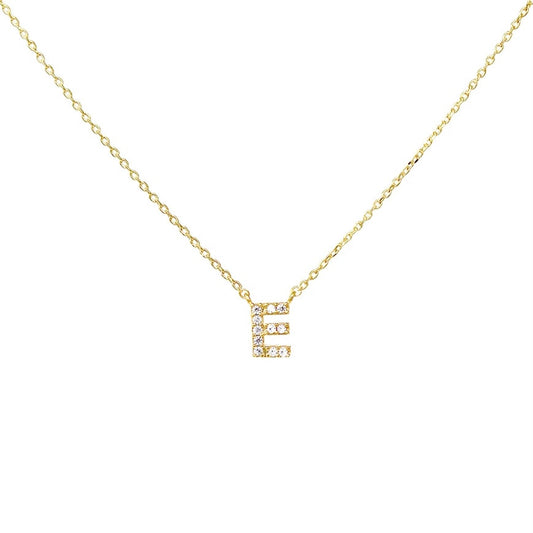 Crystal E Necklace Gold