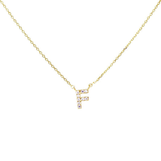 Crystal F Necklace Gold