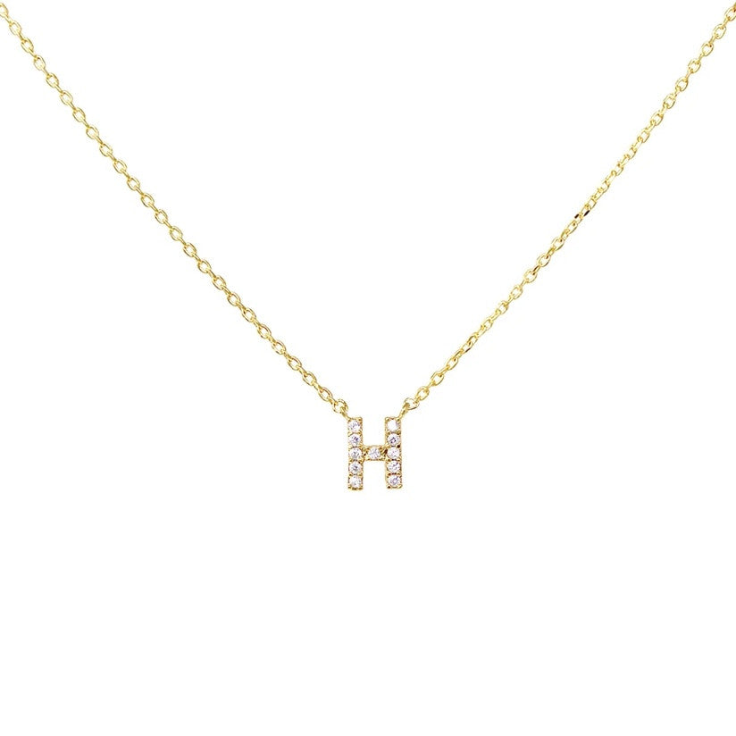 Crystal H Necklace Gold