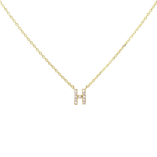 Crystal H Necklace Gold