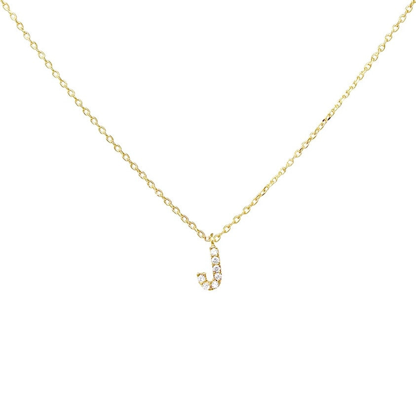 Crystal J Necklace Gold