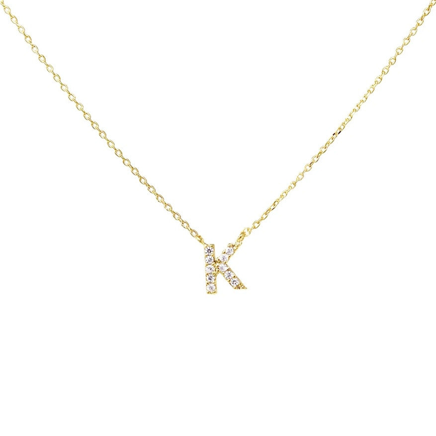 Crystal K Necklace Gold