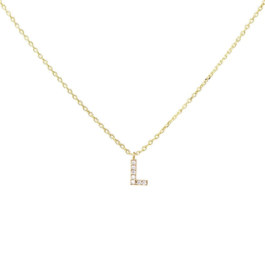 Crystal L Necklace Gold