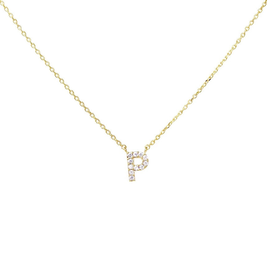 Crystal P Necklace Gold