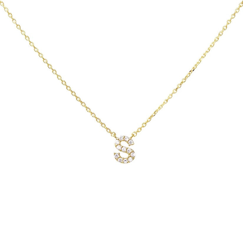 Crystal S Necklace Gold