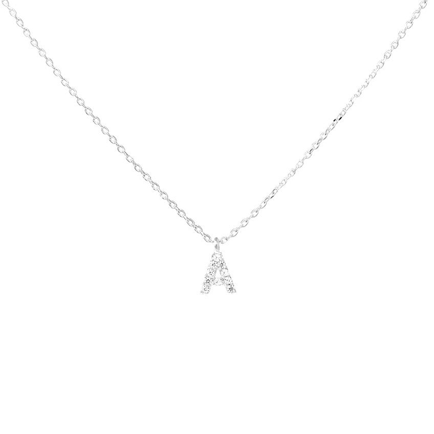 Crystal A Necklace Silver