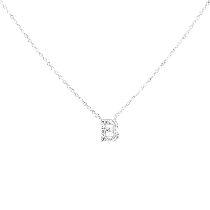 Crystal B Necklace Silver