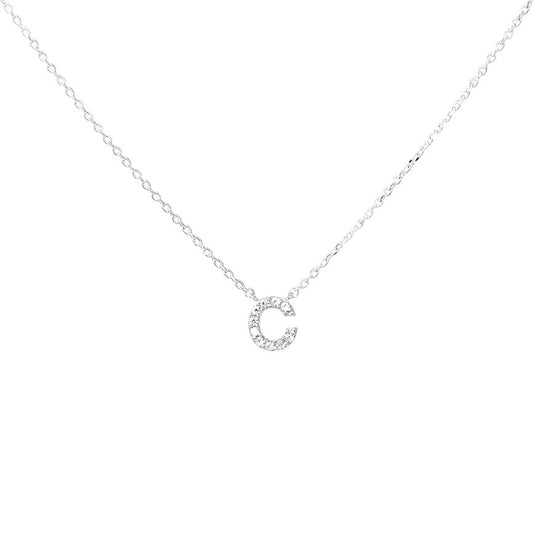 Crystal C Necklace Silver
