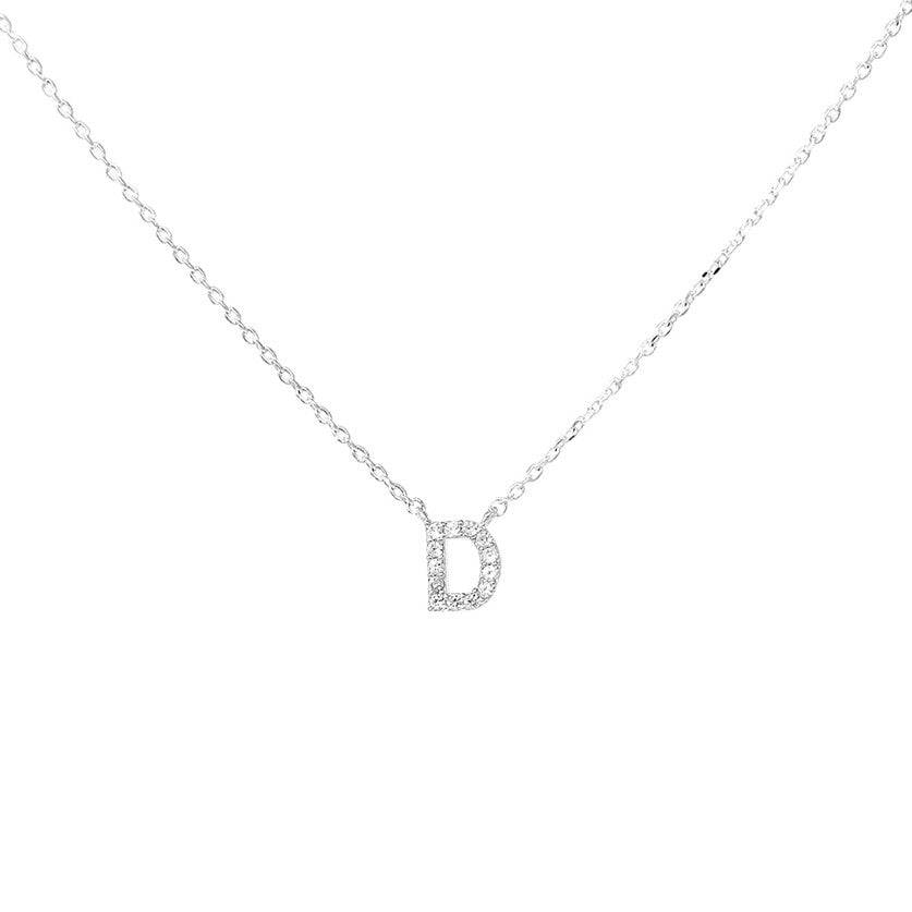 Crystal D Necklace Silver