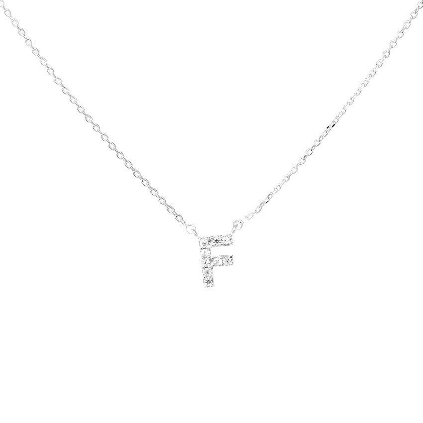 Crystal F Necklace Silver