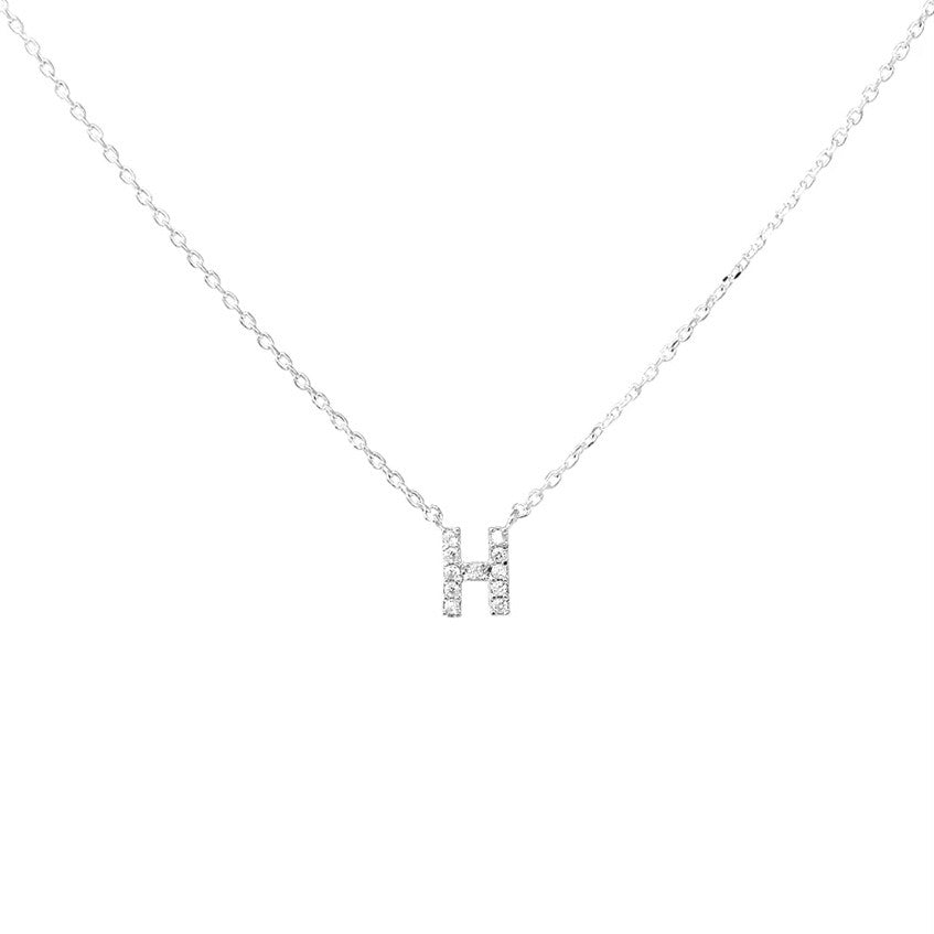 Crystal H Necklace Silver
